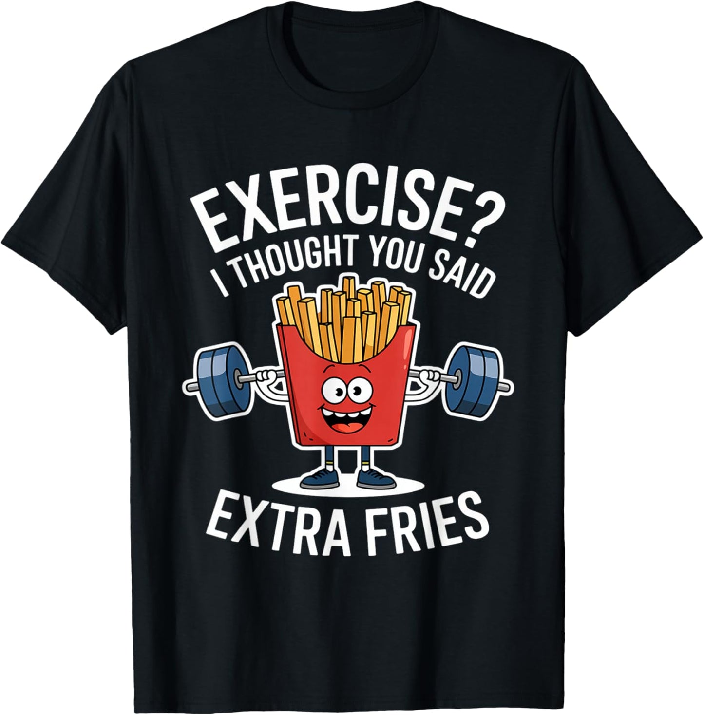 Exercise I Thought You Said Extra Fries Funny Fries Kids Men T-Shirt - T-Shirt | Black
