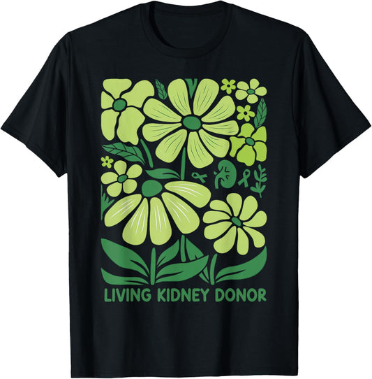 Boho Flower Living Kidney Donor Kidney Disease Awareness T-Shirt - T-Shirt | Black