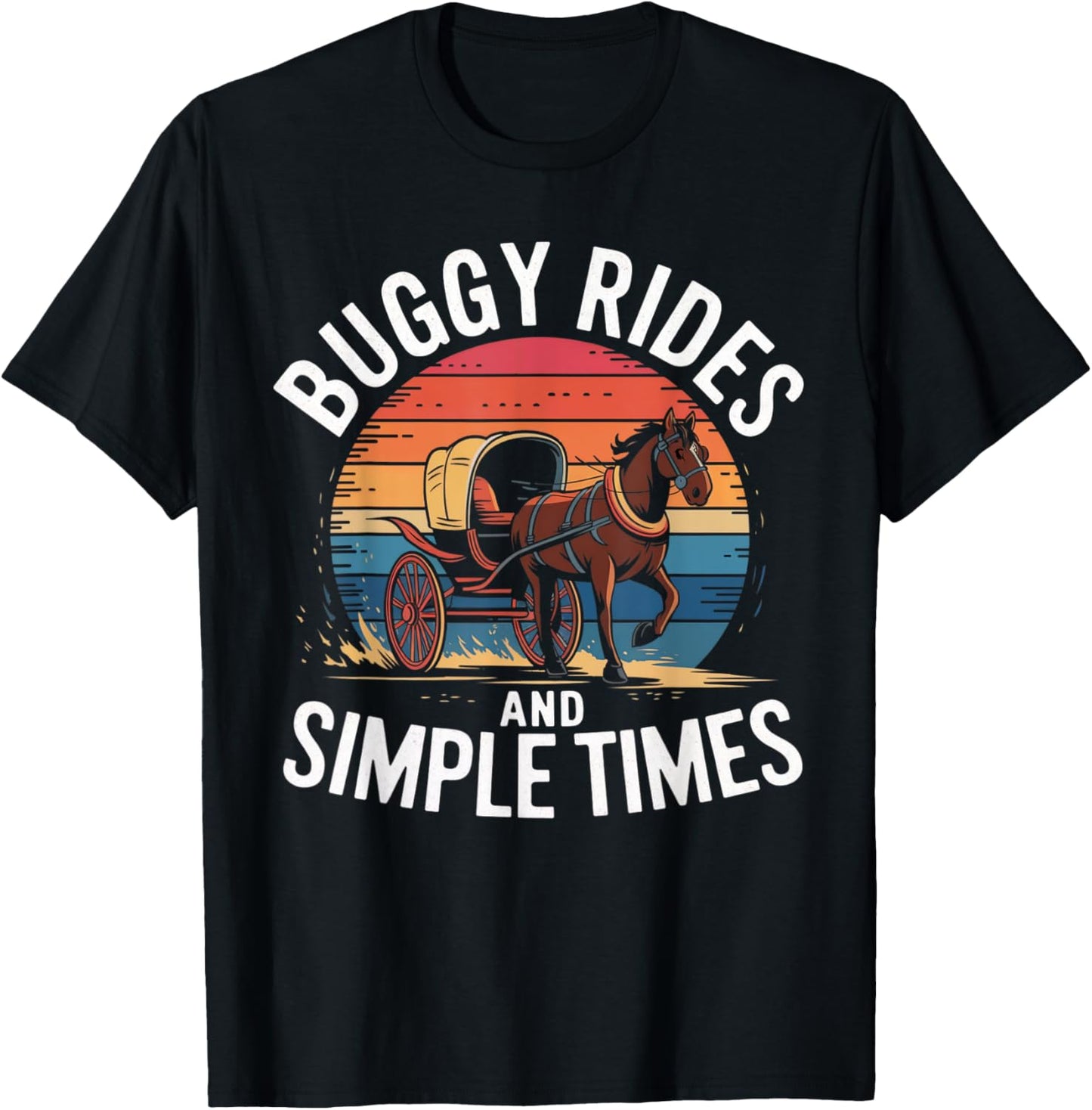 Amish Buggy – Classic Countryside Design T-Shirt - T-Shirt | Black