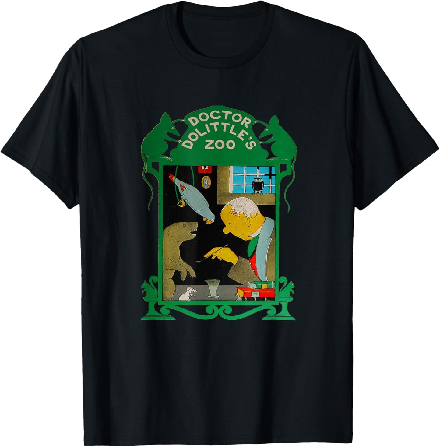 Dr Dolittle's Zoo Book Cover T-Shirt - T-Shirt | Black