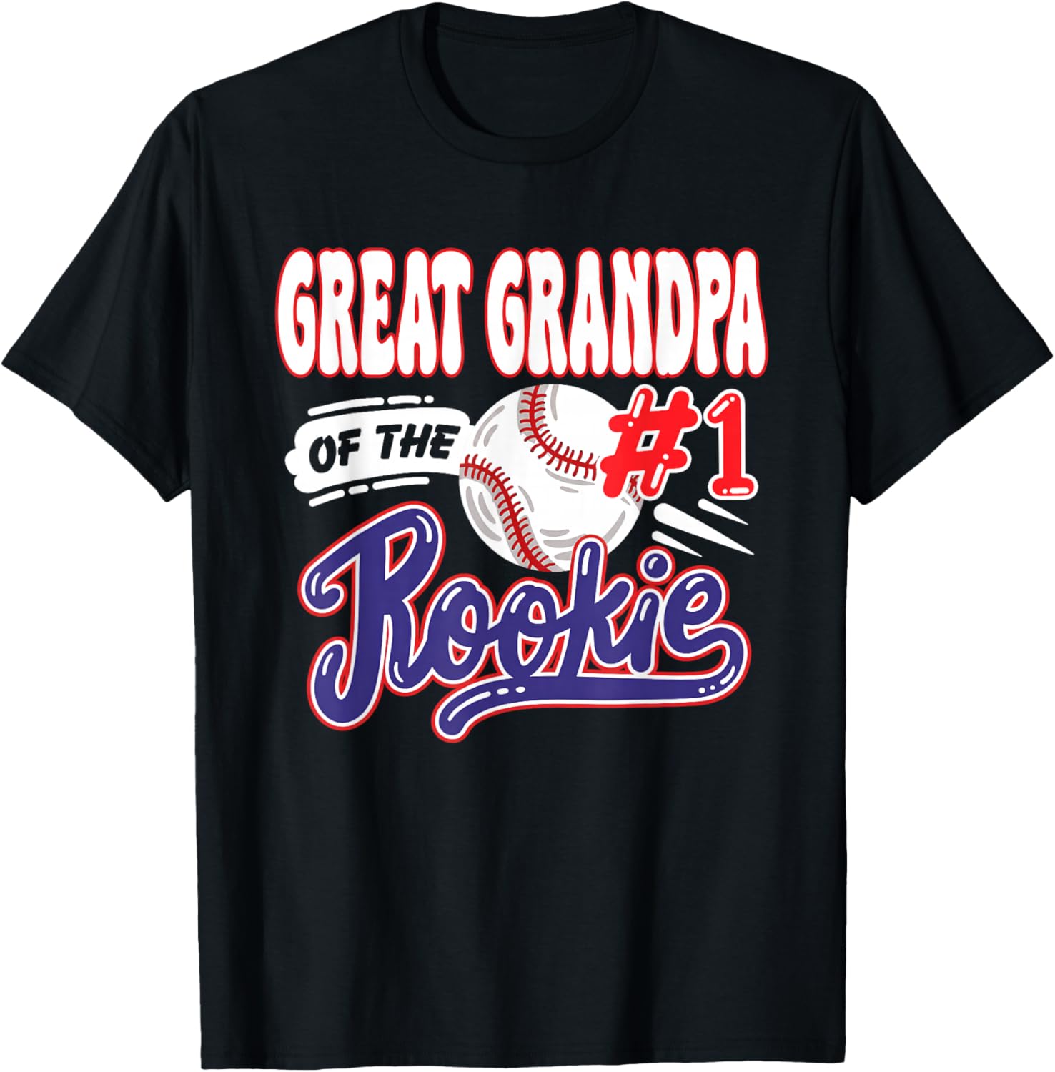 Great Grandpa Rookie of Year 1st Bday Baseball Theme T-Shirt - T-Shirt | Black
