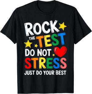 Groovy Rock The Test Teacher Student Test Day Testing Day T-Shirt - T-Shirt | Black