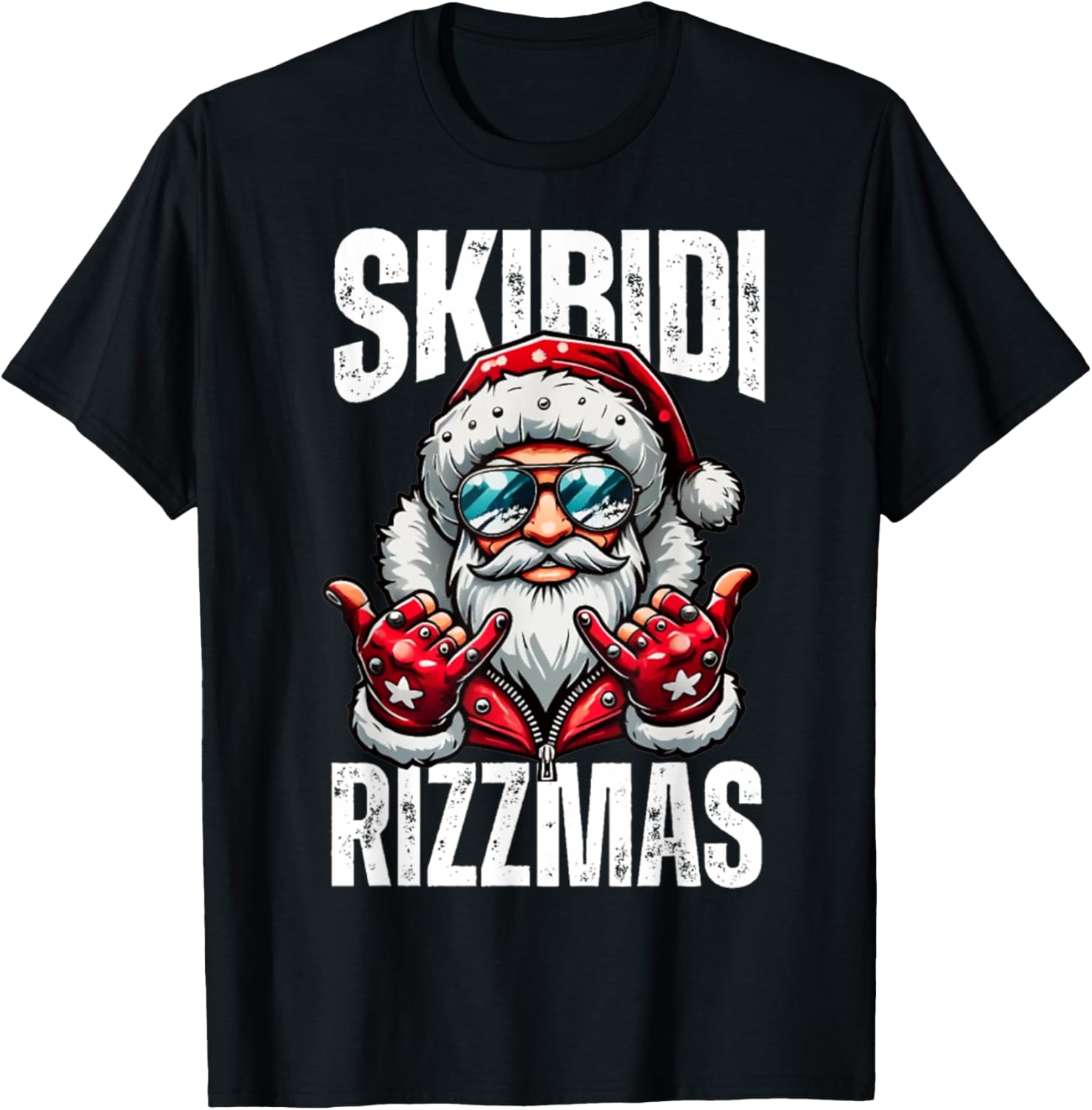 Funny Christmas Rizz Santa Skibidi Rizzmas T-Shirt - T-Shirt | Black