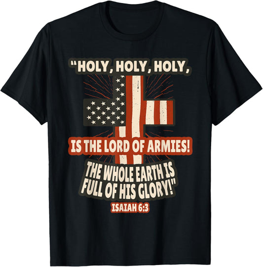 Isaiah 6:3 Bible Verses Scripture T-Shirt - T-Shirt | Black