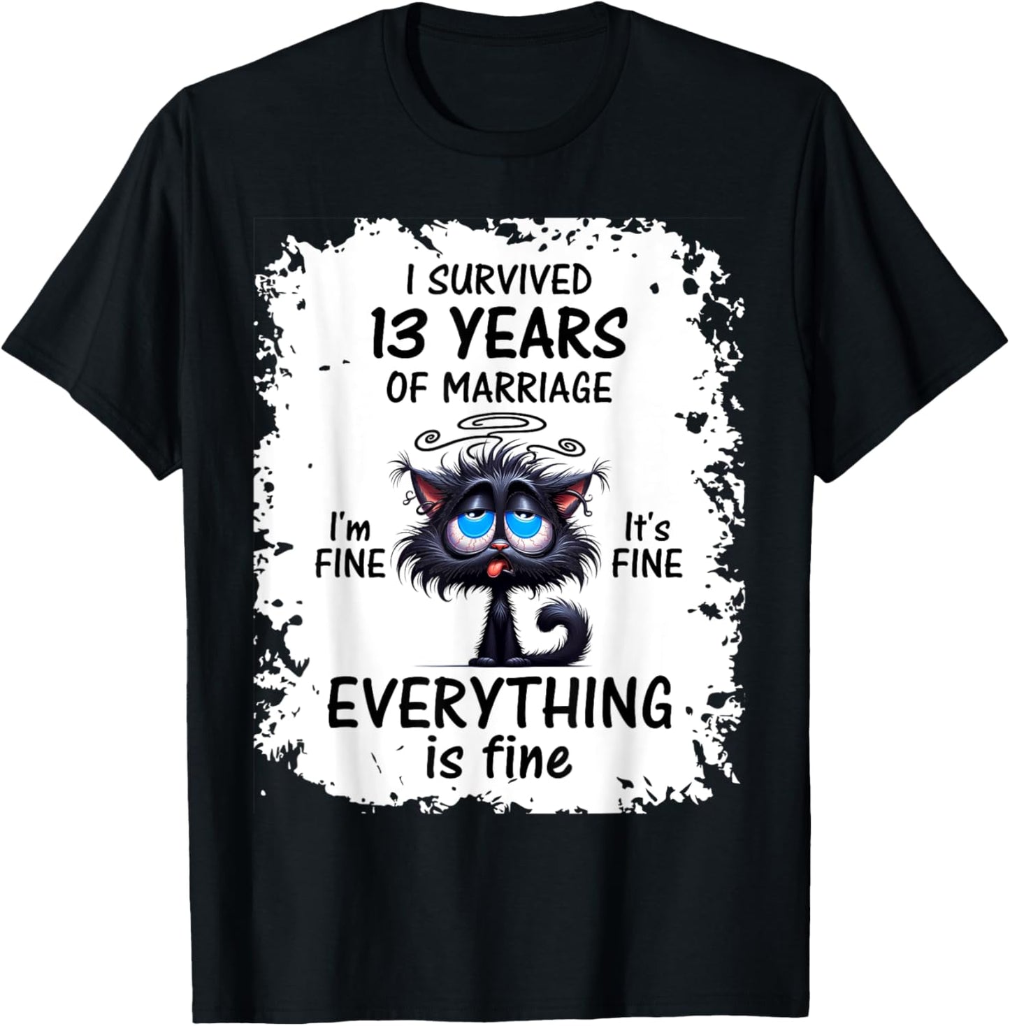 Lace Wedding I Survived 13 Years Of Marriage T-Shirt - T-Shirt | Black