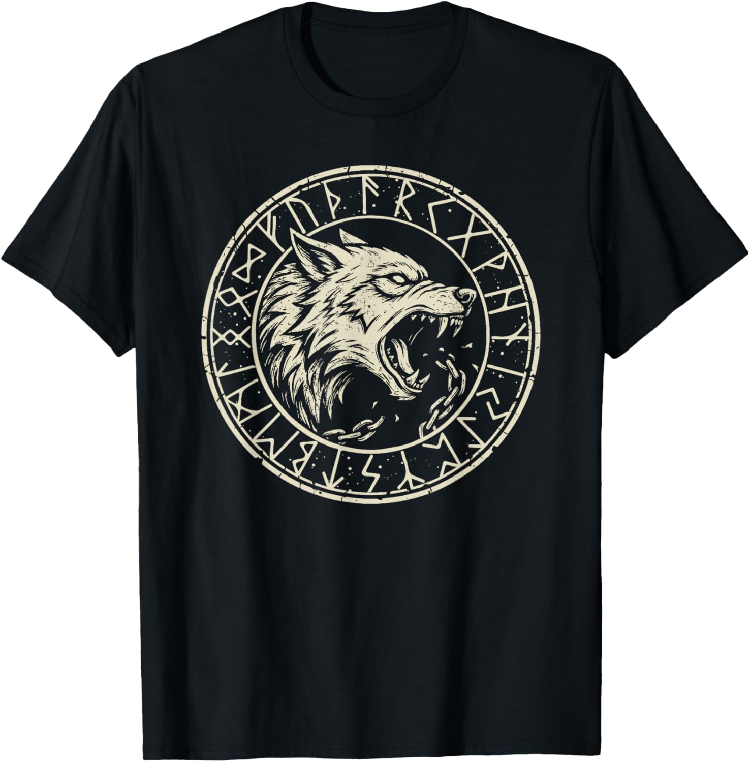 Fenrir Wolf Odins Runes Fenrirwolf Viking Warrior Walhalla T-Shirt - T-Shirt | Black