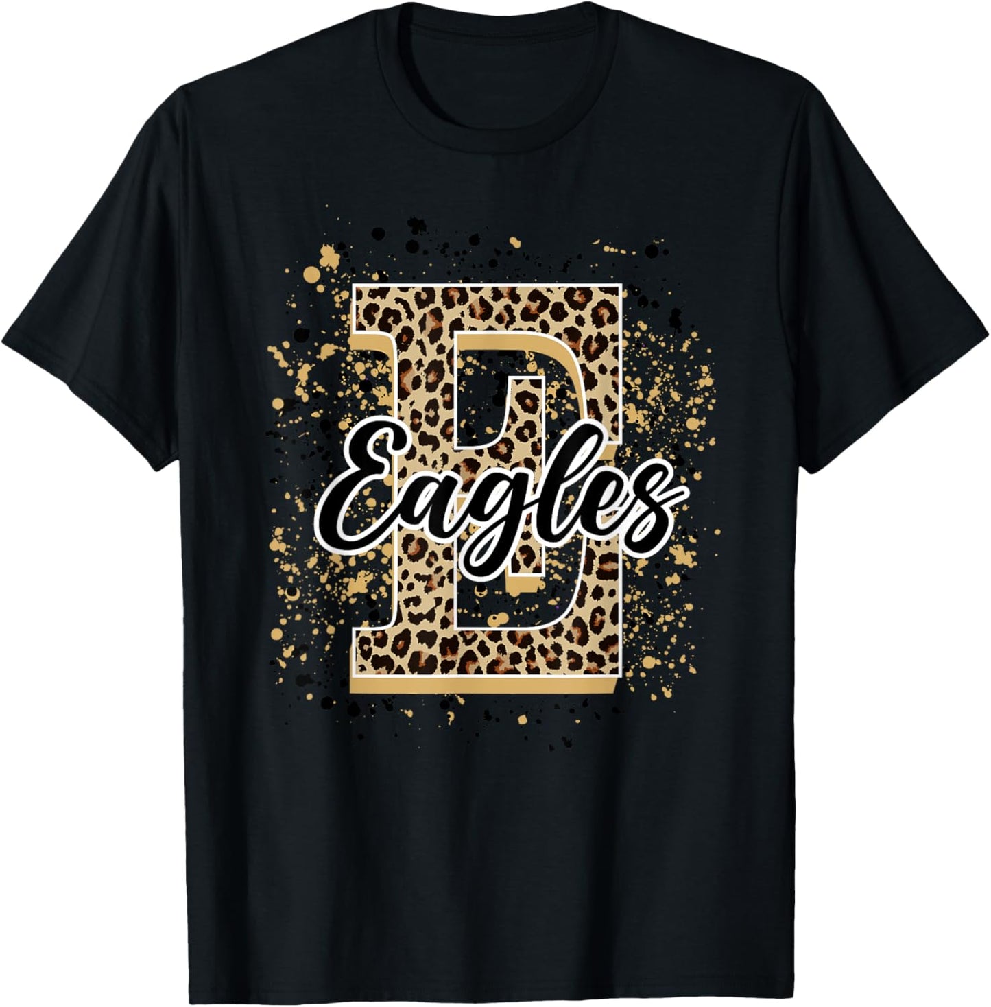 Eagles Splatter School Spirit Eagle Pride Gold Black Eagles T-Shirt - T-Shirt | Black