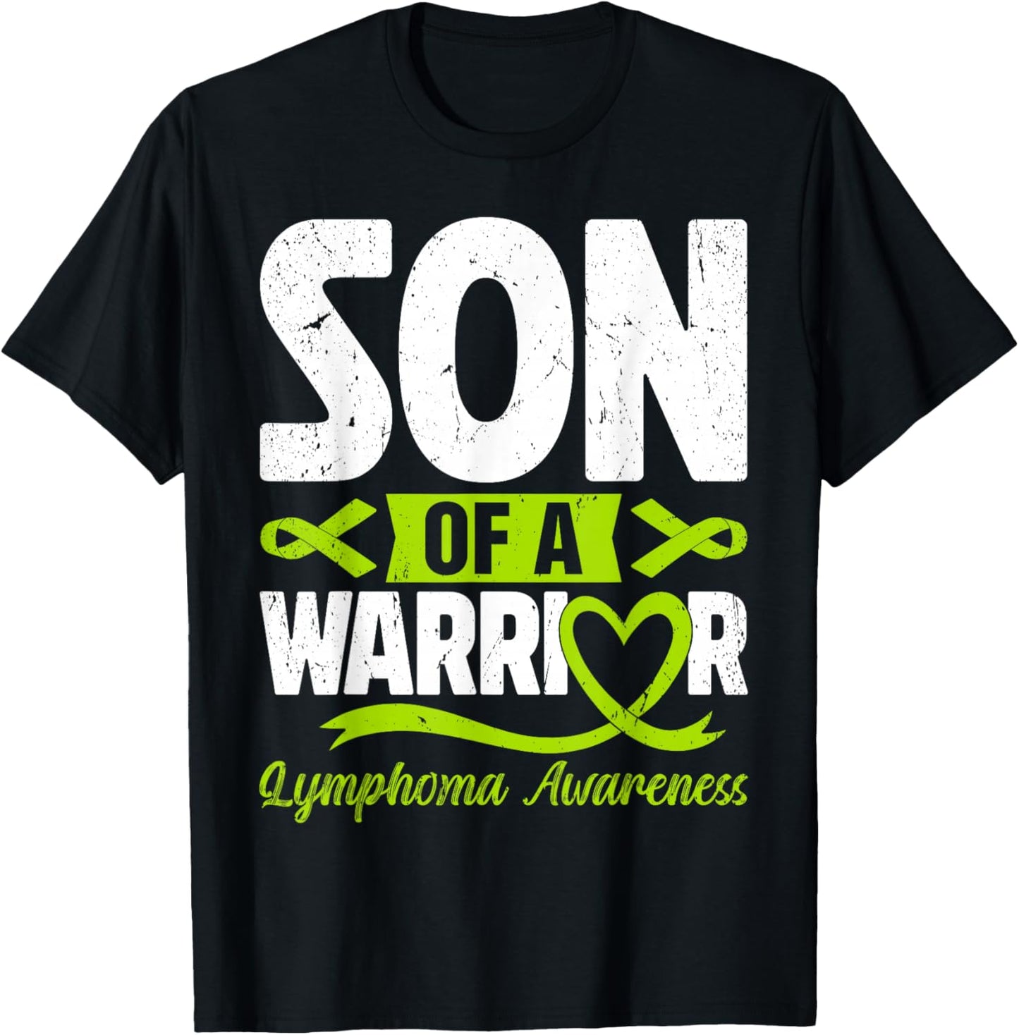 Son Of A Warrior Lymphoma Awareness Lime Green Ribbon T-Shirt - T-Shirt | Black