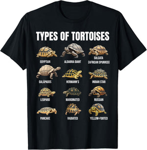 Types of Tortoises Land Tortoise Species Educational Chart T-Shirt - T-Shirt | Black