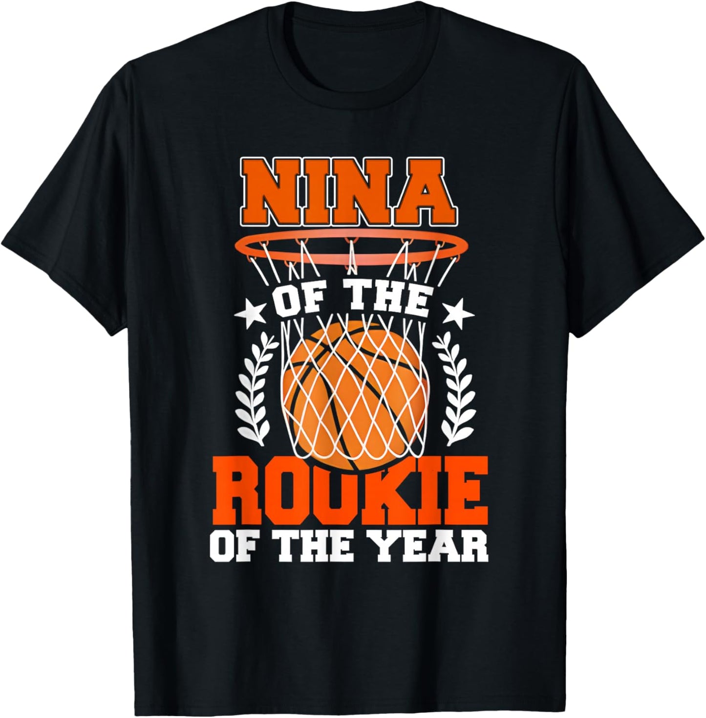 Nina of Rookie 1st Basketball Bday Theme Matching T-Shirt - T-Shirt | Black