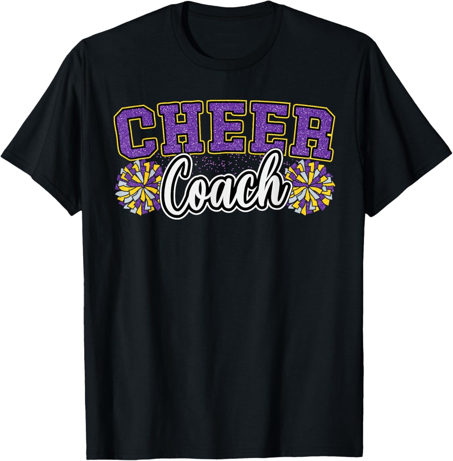 Loud Proud Cheer Coach Pom Poms Purple Cheerleader Women T-Shirt - T-Shirt | Black