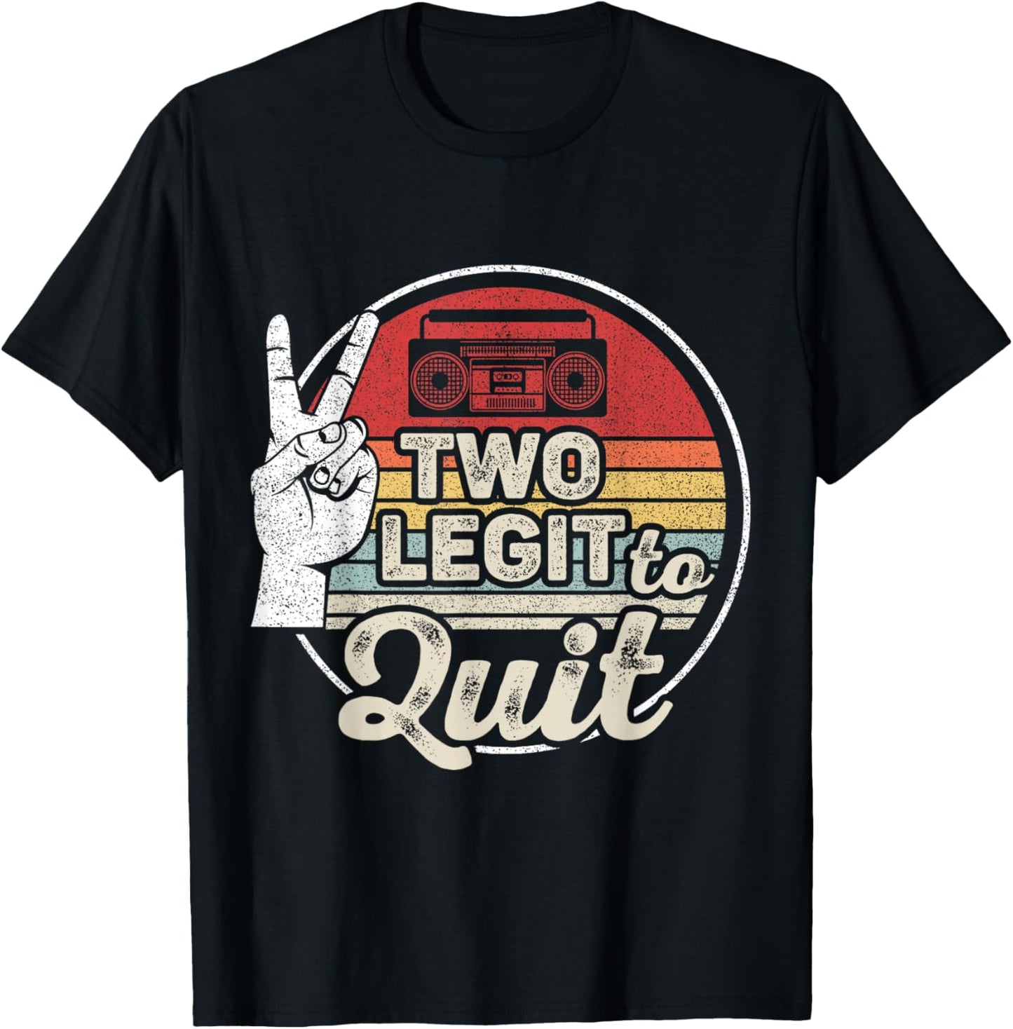 Retro 2nd Birthday Hip Hop Theme Two Legit to Quit T-Shirt - T-Shirt | Black