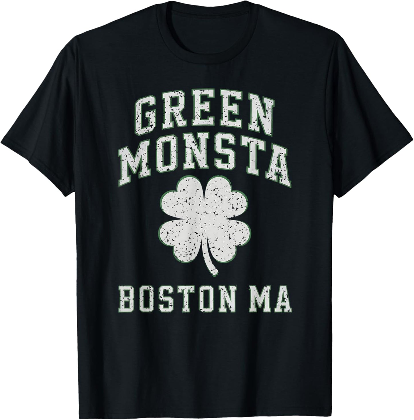 The Green Monsta Boston Irish Pride Distressed Clover T-Shirt - T-Shirt | Black