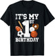 Kids 1st Birthday Sports Birthday Party One Year Old Boy Birthday T-Shirt - T-Shirt | Black