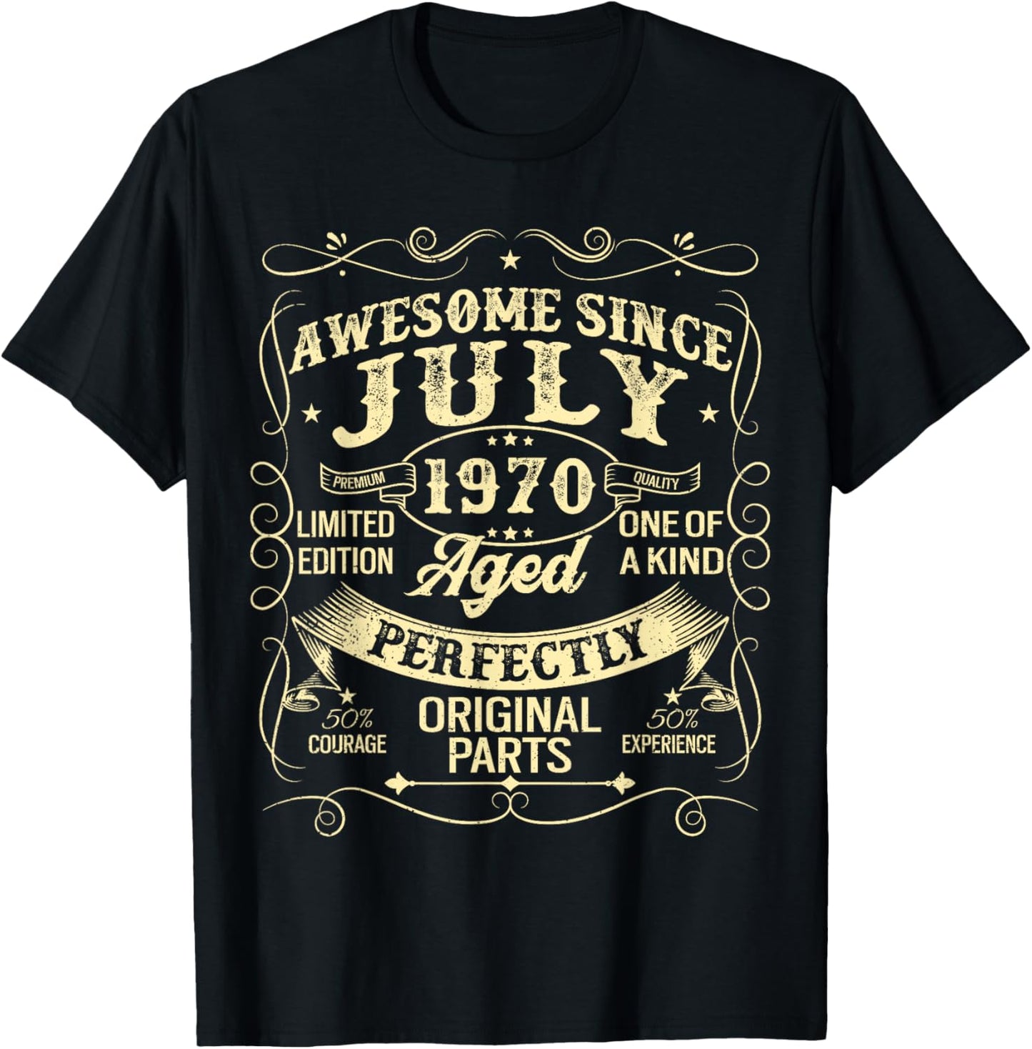 Awesome Since July 1970 Year Of Birth Birthday 1970 Vintage T-Shirt - T-Shirt | Black
