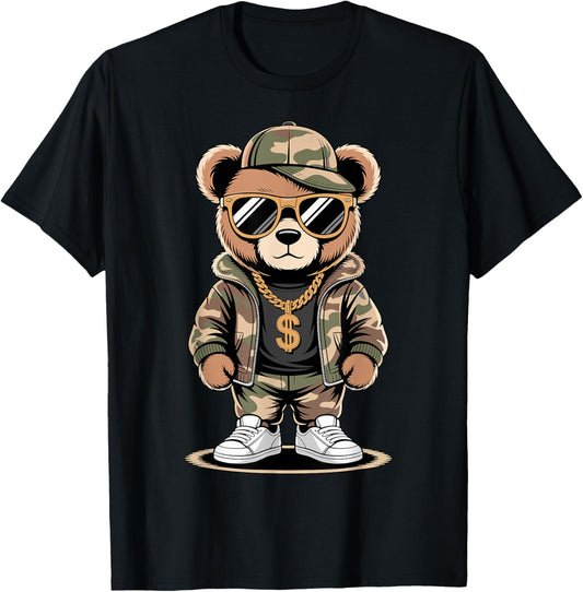 Hip Hop Teddy Bear T-Shirt - T-Shirt | Black
