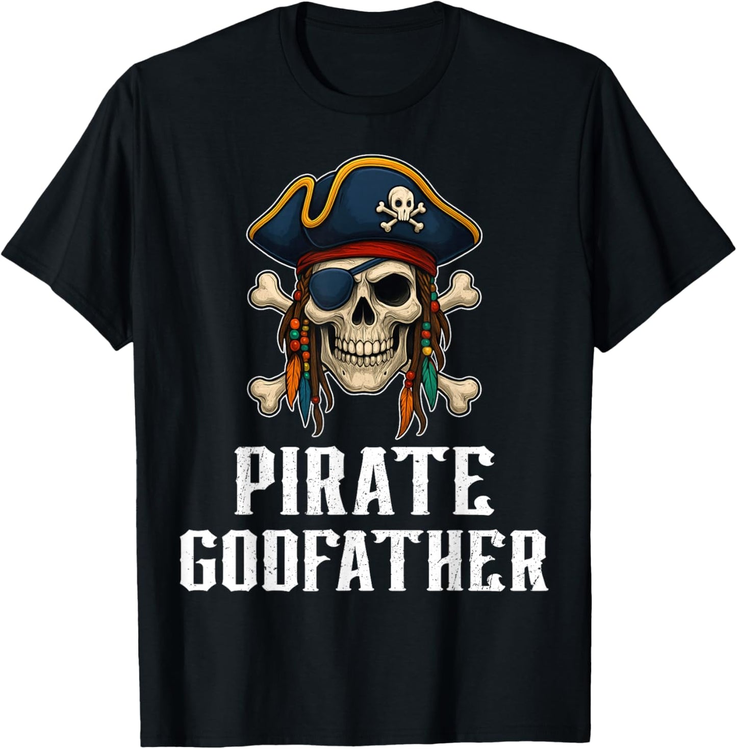 Drapeau drôle crâne Pirate Parrain Jolly Roger Crossbones T-Shirt - T-Shirt | Black