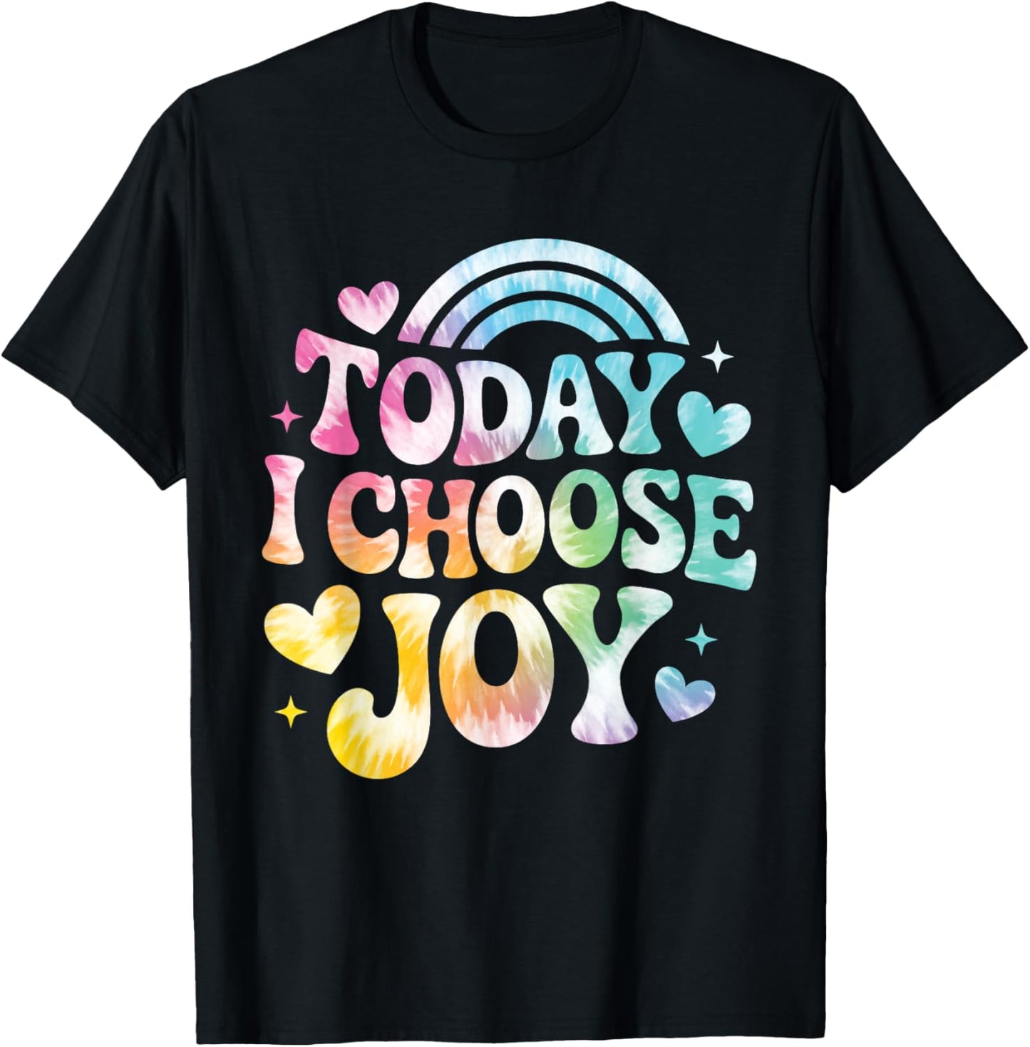 Today I Choose Joy Positive Retro Groovy Tie Dye T-Shirt - T-Shirt | Black
