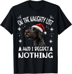Cute German Wirehaired Pointer Dog Christmas On The Naughty T-Shirt - T-Shirt | Black