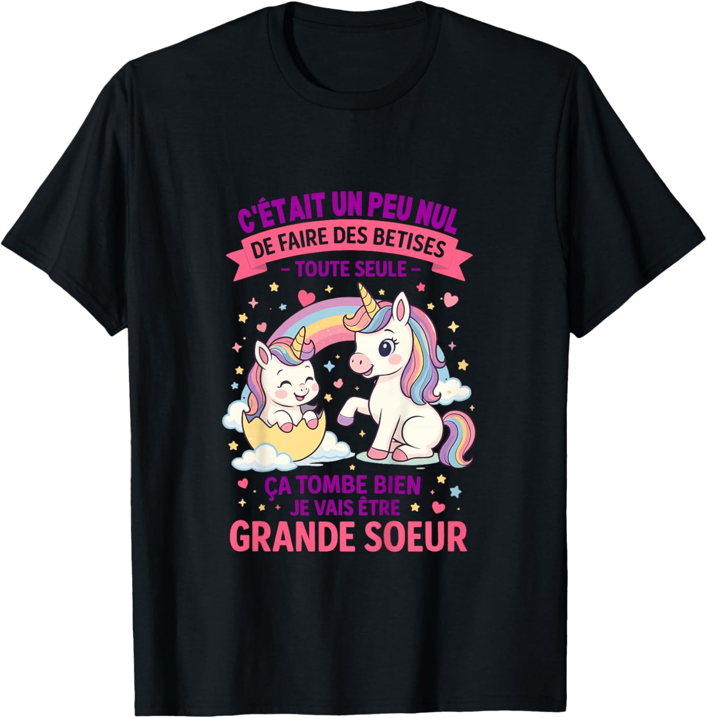 Child Announcement Pregnancy Big Sister Nonsense Future Big Sister T-Shirt - T-Shirt | Black