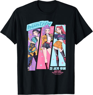 KPop Demon Hunters Huntrix Anime Sketch T-Shirt - T-Shirt | Black