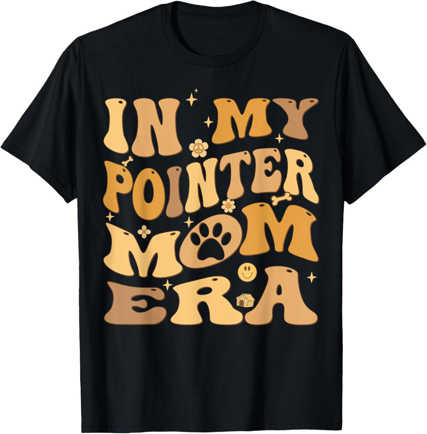 In My Pointer Mom Era Groovy English Pointer Dog T-Shirt - T-Shirt | Black