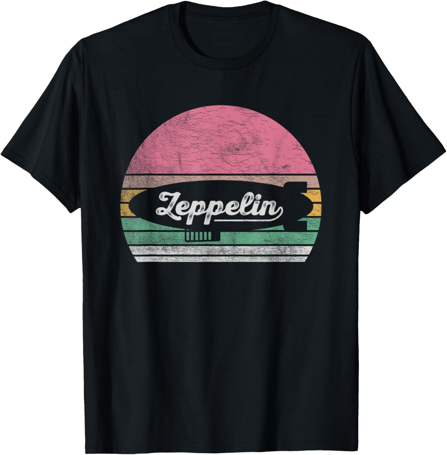 Zeppelin Retro Colorful Graphic Design T-Shirt - T-Shirt | Black