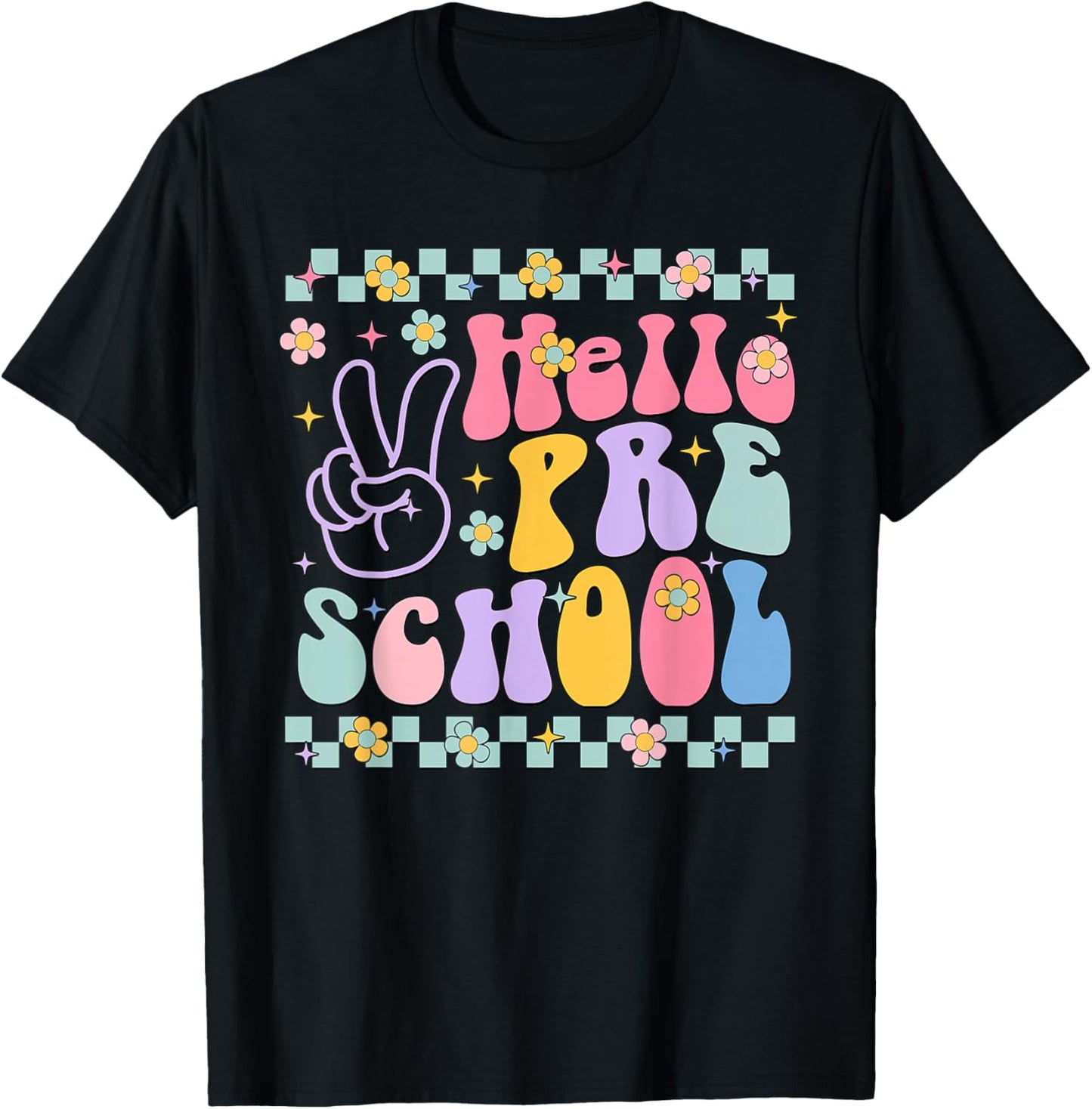 Hello preschool Back To School Teachers Boys Girls Kids T-Shirt - T-Shirt | Black