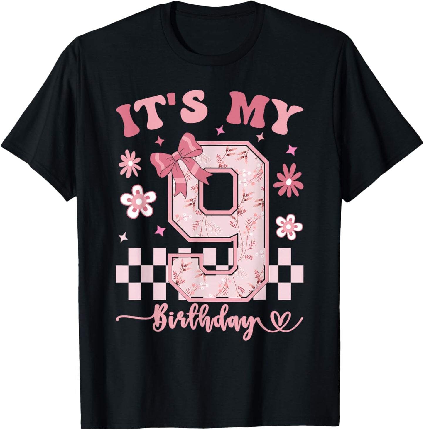 It's My 9th Birthday Girl 9 Year Old Girl Birthday T-Shirt - T-Shirt | Black