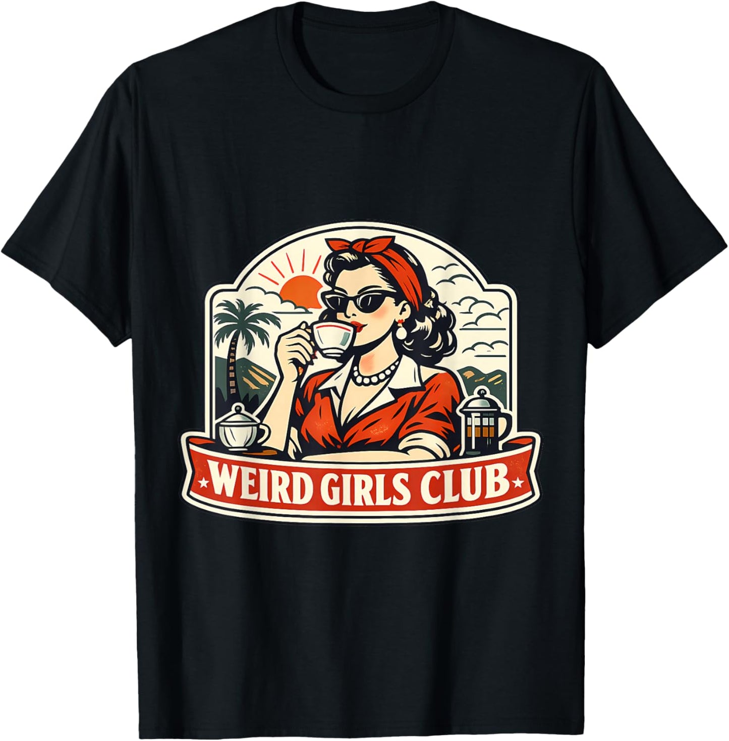 Weird Girls Club Funny Vintage Introvert Woman Quote Retro T-Shirt - T-Shirt | Black