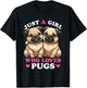 Just a Girl who Loves Pugs Women Pug Lover T-Shirt - T-Shirt | Black