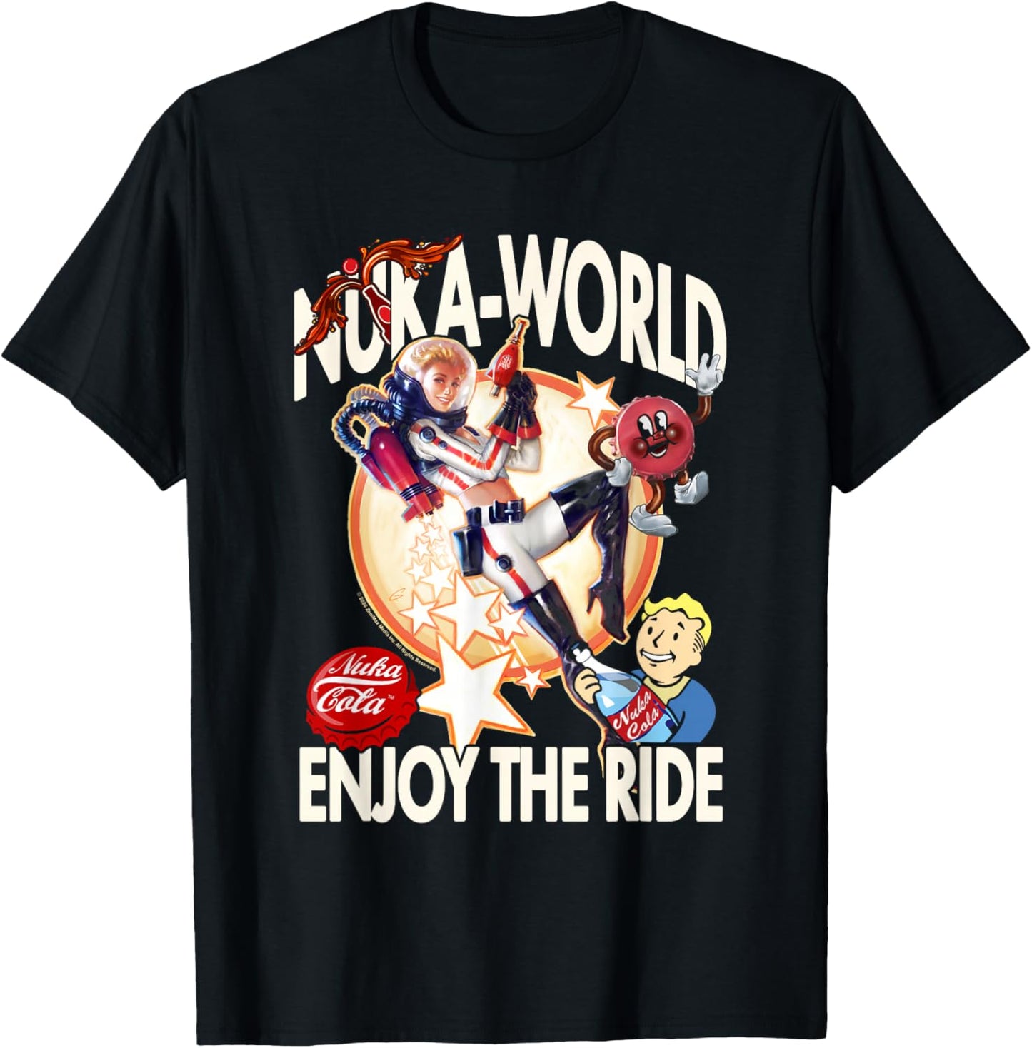 Fallout Video Game Nuka World Enjoy the Ride Vault Boy T-Shirt - T-Shirt | Black