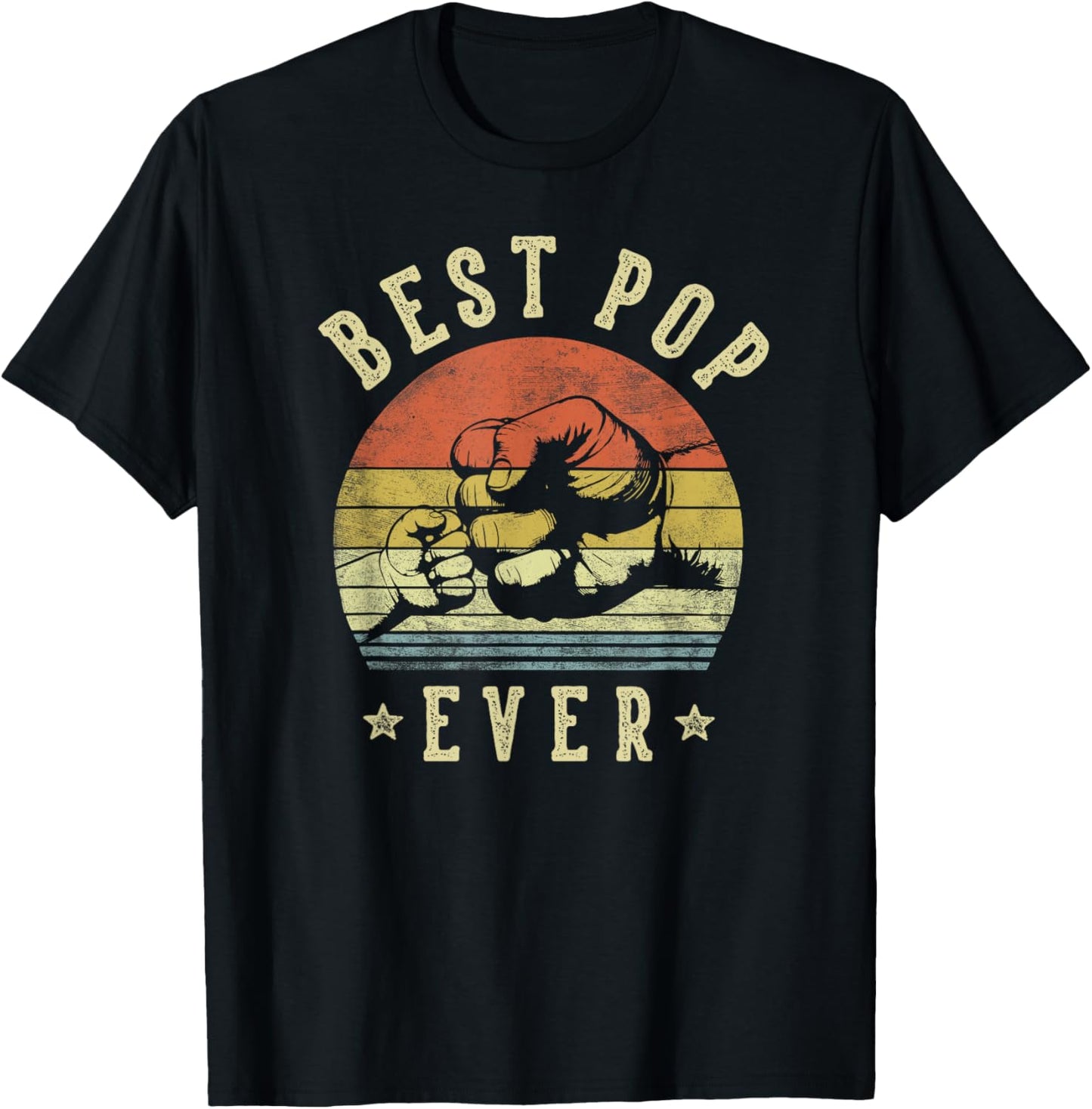 Best Pop Ever - Retro Fist Bump Vintage Design Pop T-Shirt - T-Shirt | Black