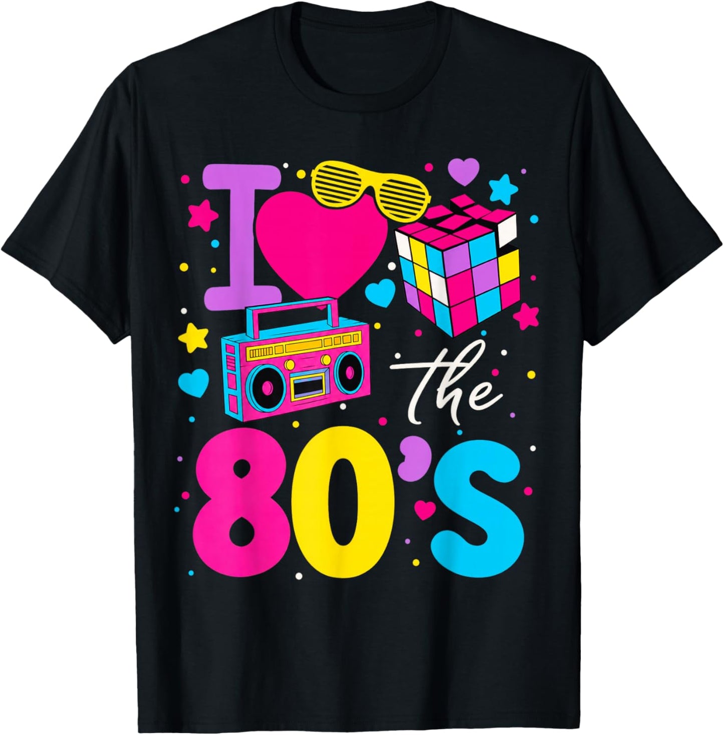 I Love The 80s Clothes and Men Party Funny T-Shirt - T-Shirt | Black