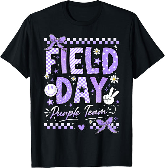 Purple Team Happy Field Day School Trip for Teacher Student T-Shirt - T-Shirt | Black