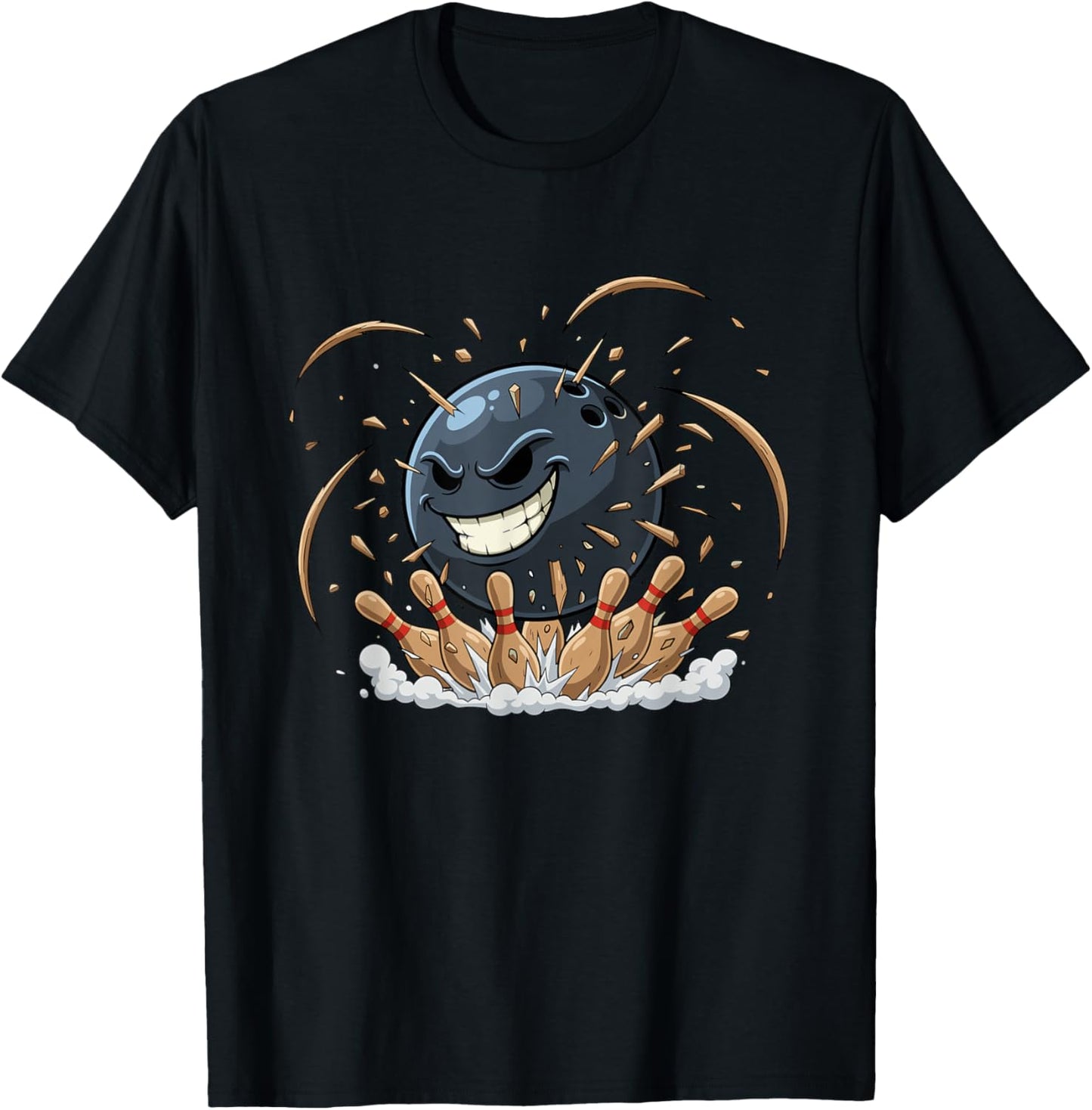 Angry Bowling Ball Smash Crazy Strike Power T-Shirt - T-Shirt | Black