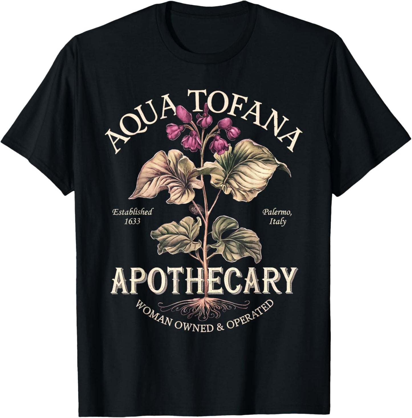 Aqua Tofana Funny Feminist Apothecary Vintage Design T-Shirt - T-Shirt | Black