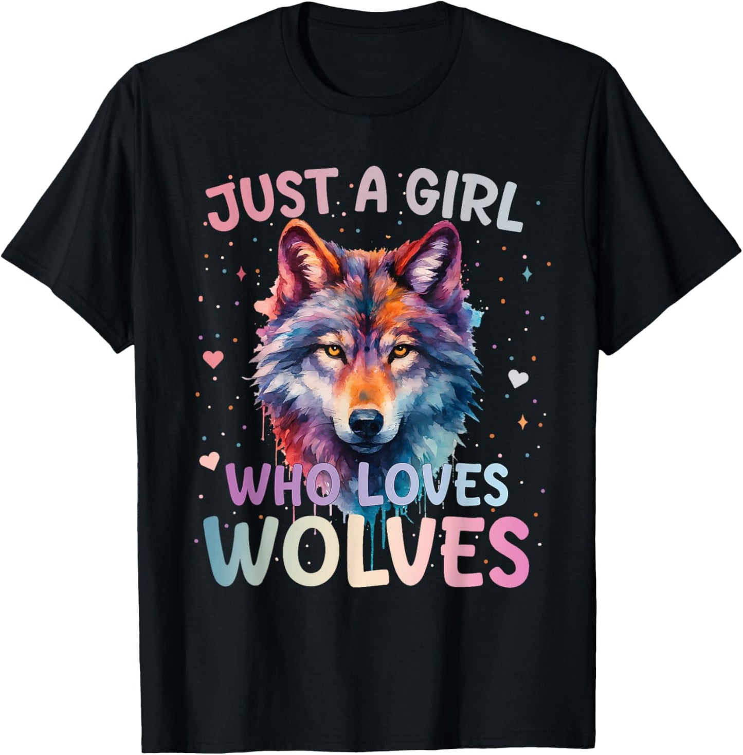 Just A Girl Who Loves Wolves Wolf Lover Women Girls T-Shirt - T-Shirt | Black