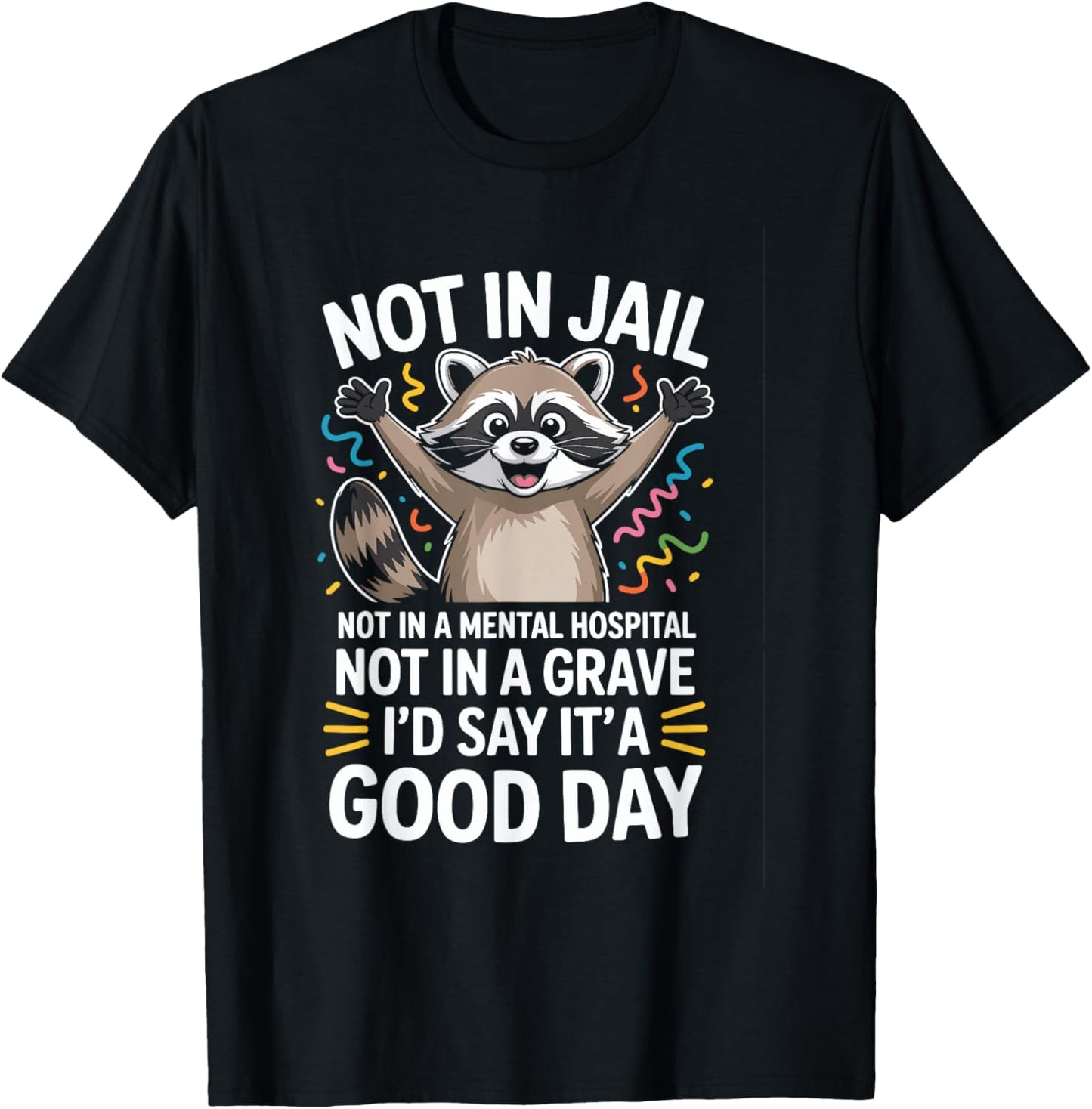 Not in Jail Not in A Mental Hospital Not in A Grave Funny T-Shirt - T-Shirt | Black