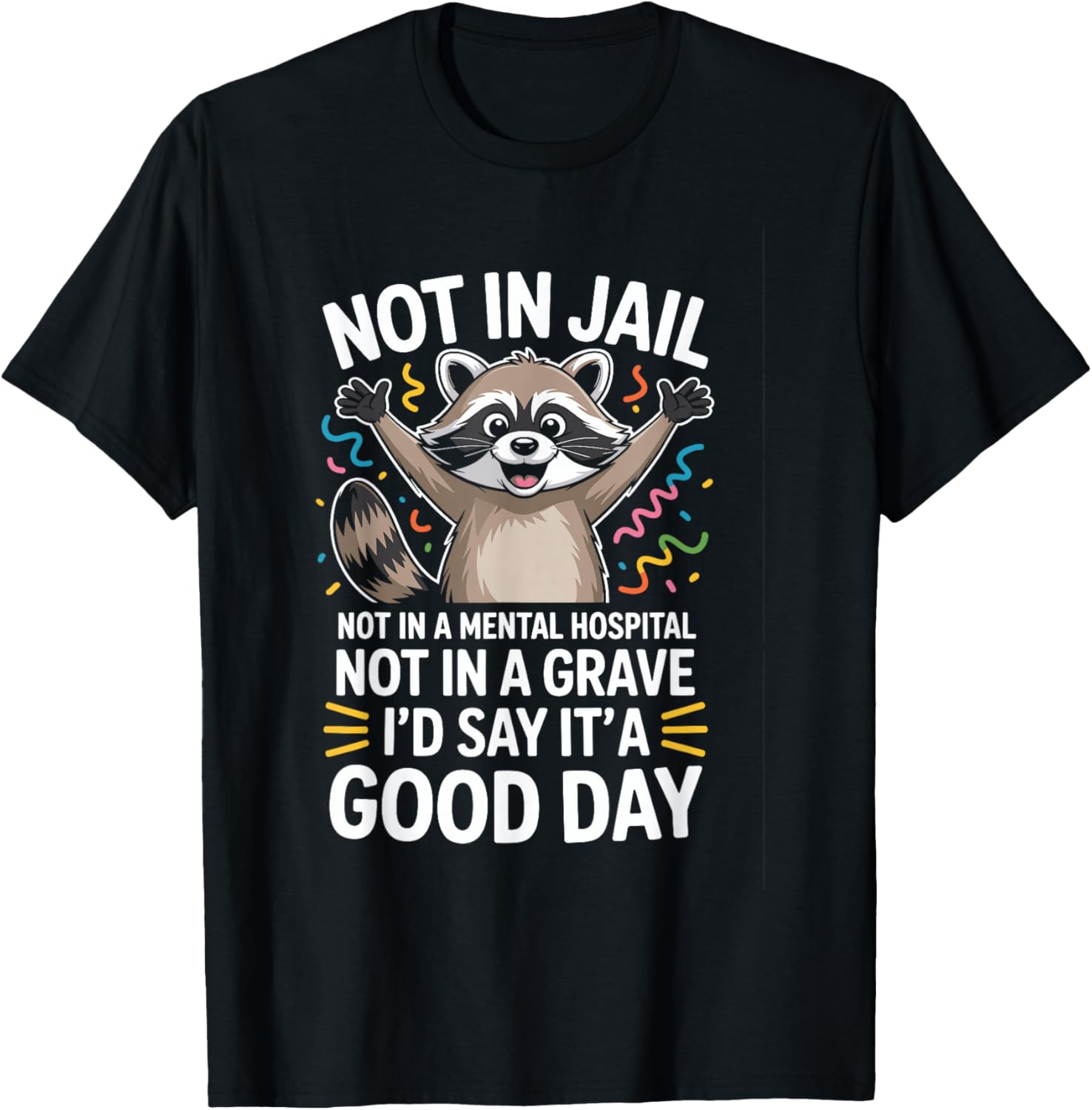 Not in Jail Not in A Mental Hospital Not in A Grave Funny T-Shirt - T-Shirt | Black