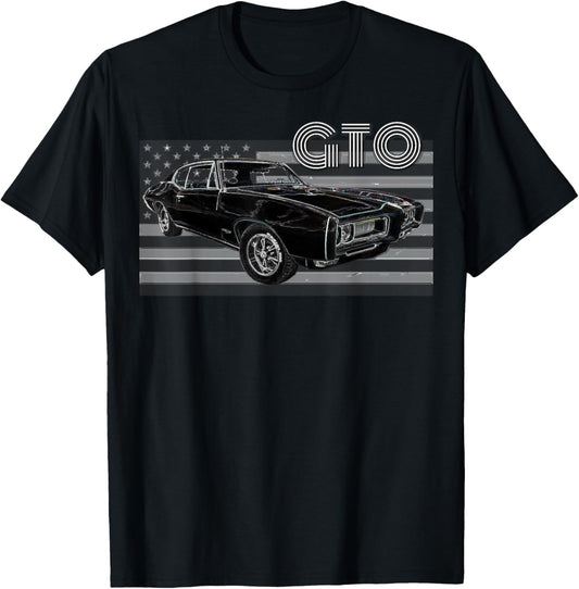1968 1967 1965 GTO Classic Car Old School Muscle Car 64 70 T-Shirt - T-Shirt | Black