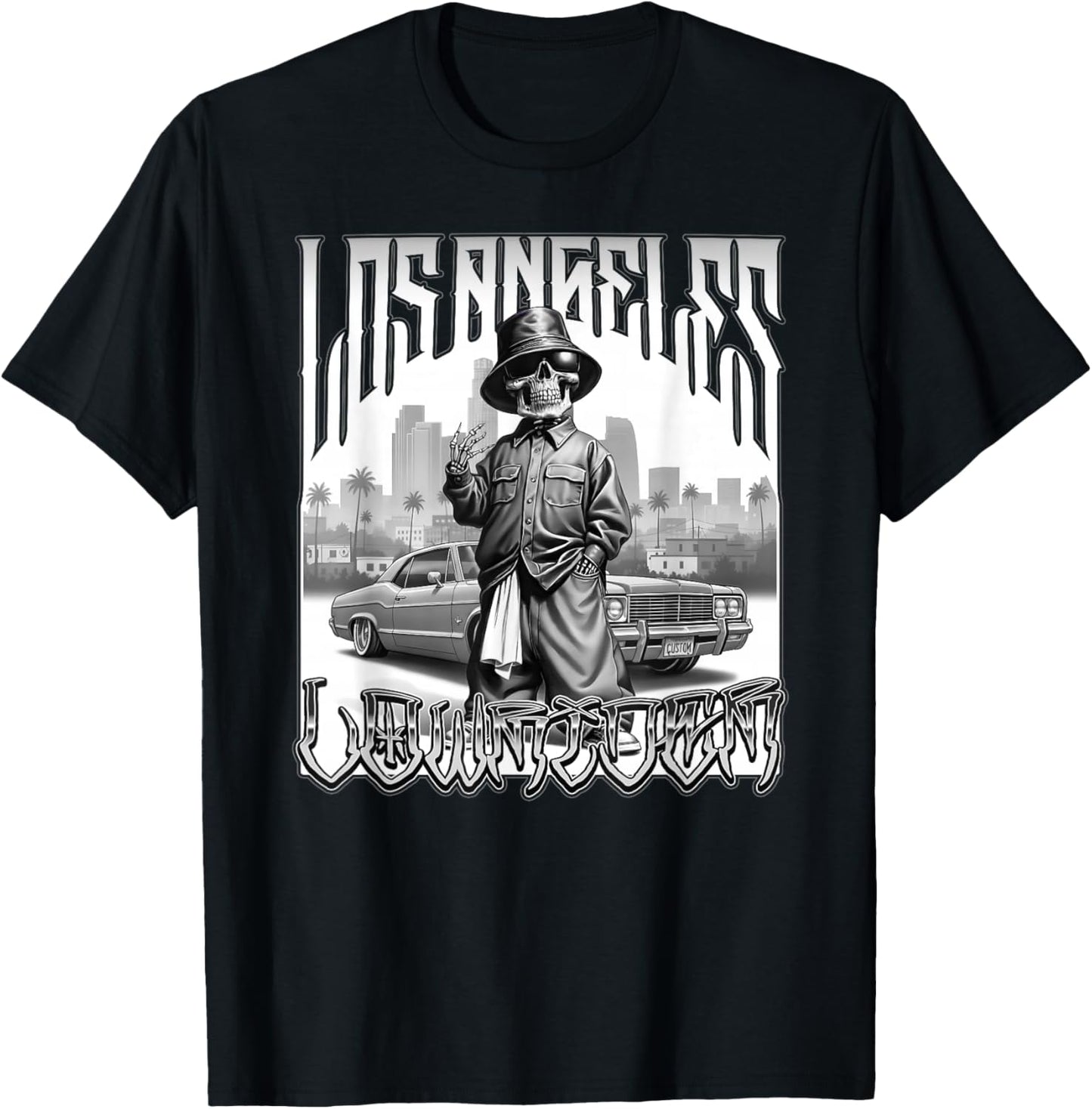 Los Angeles Low Rider Auto Motorcycle USA Cholo Chicano Low-Rider T-Shirt - T-Shirt | Black