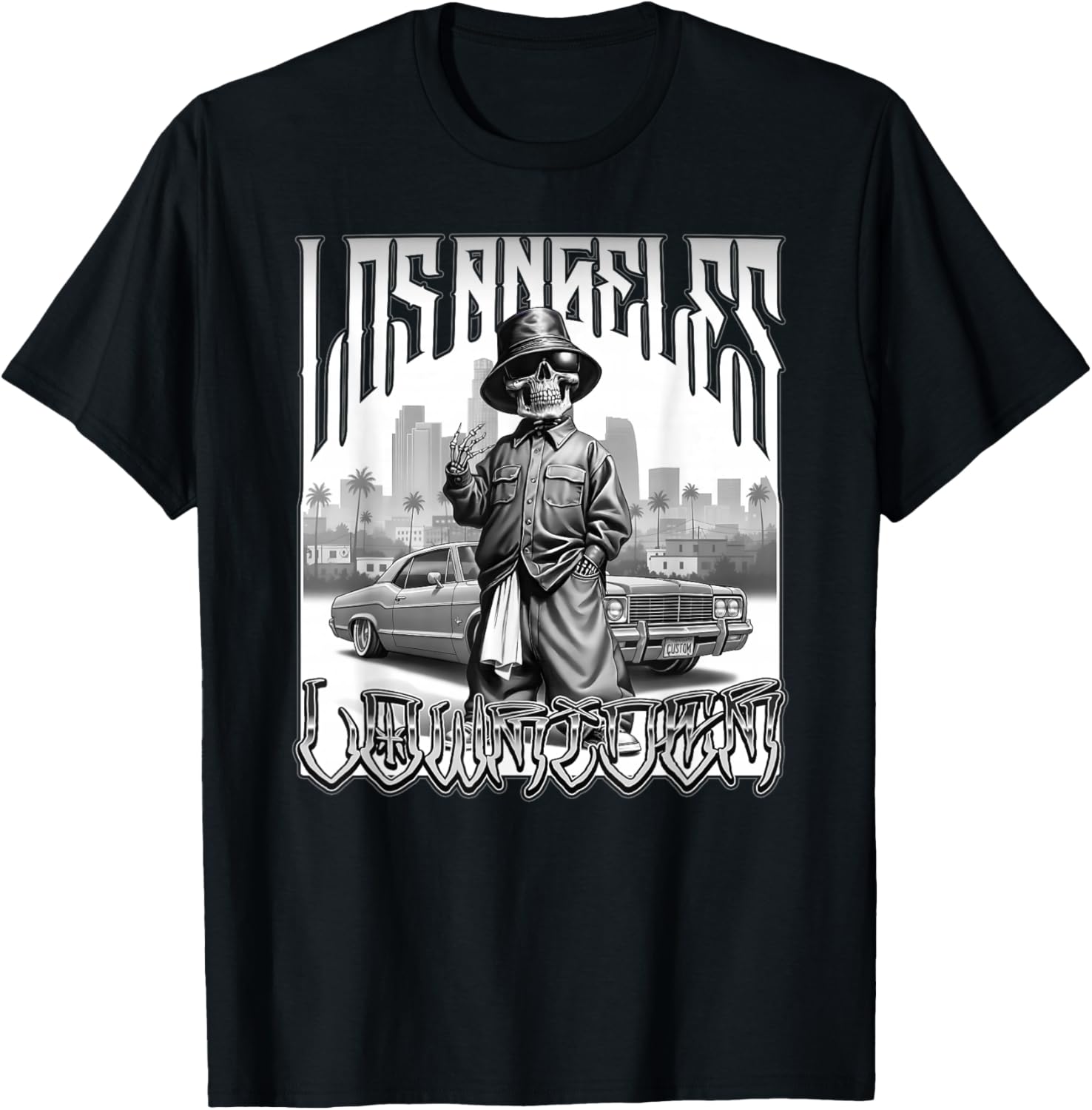 Los Angeles Low Rider Auto Motorcycle USA Cholo Chicano Low-Rider T-Shirt - T-Shirt | Black