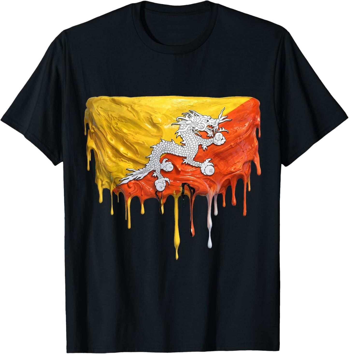 Bhutan Flag T-Shirt - T-Shirt | Black