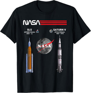 NASA Artemis Apollo Mond Mission SLS Saturn V T-Shirt - T-Shirt | Black