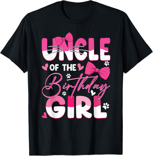 Uncle Of The Birthday Girl Cat Kitty Family Matching T-Shirt - T-Shirt | Black