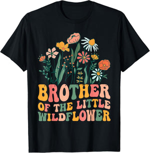 Brother Of The Little Wildflower Birthday Party Baby Shower T-Shirt - T-Shirt | Black