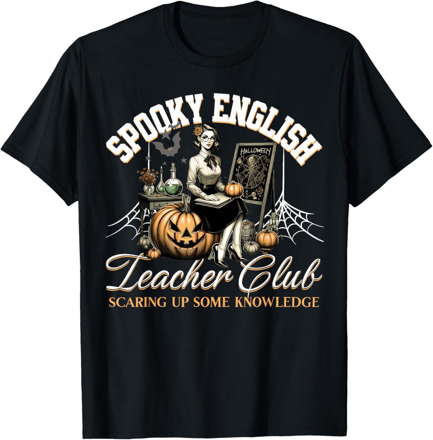 Spooky English Teacher Club Halloween T-Shirt - T-Shirt | Black