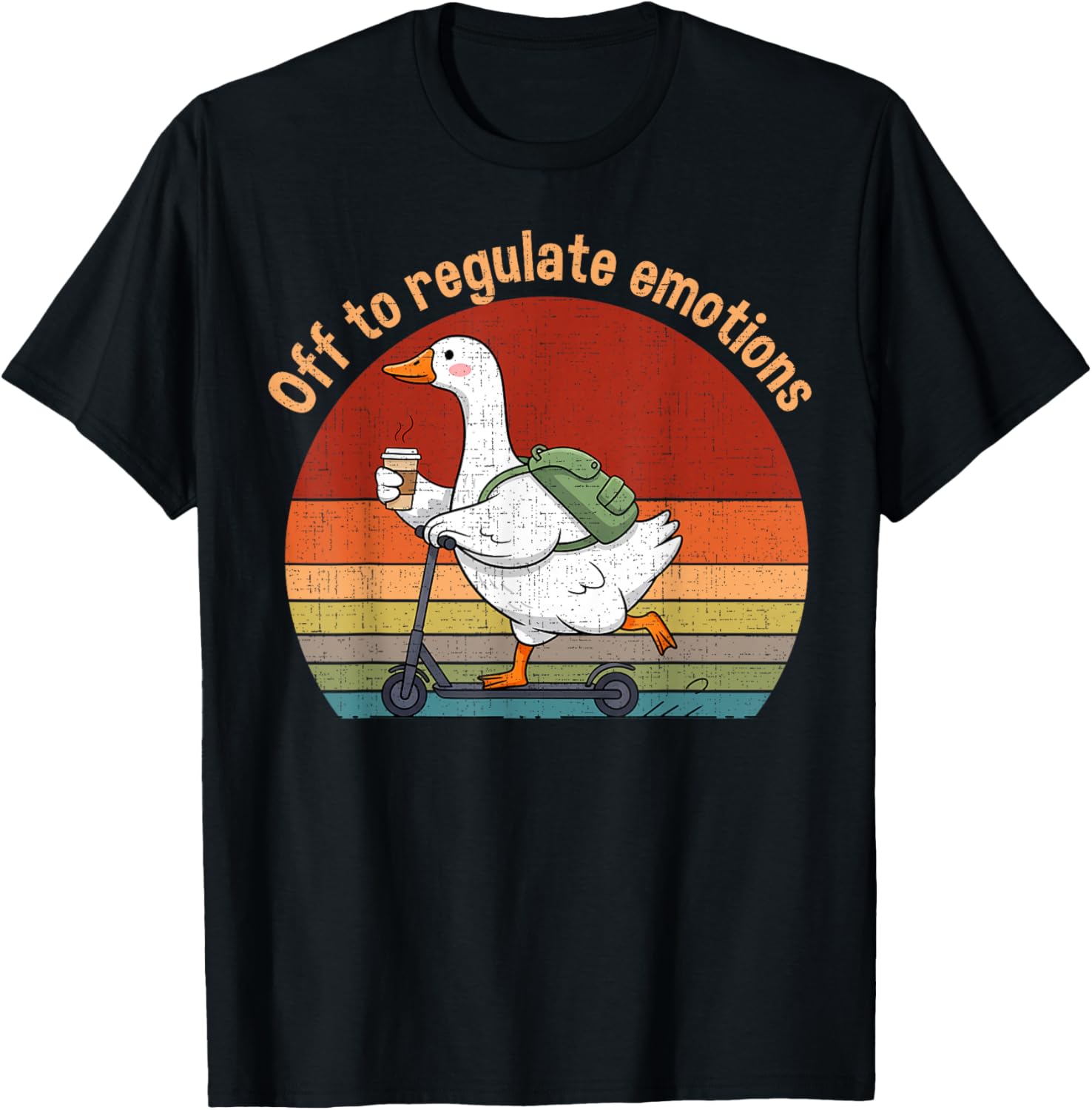 Retro Vintage Off to Regulate Emotions Goose Mental Health T-Shirt - T-Shirt | Black