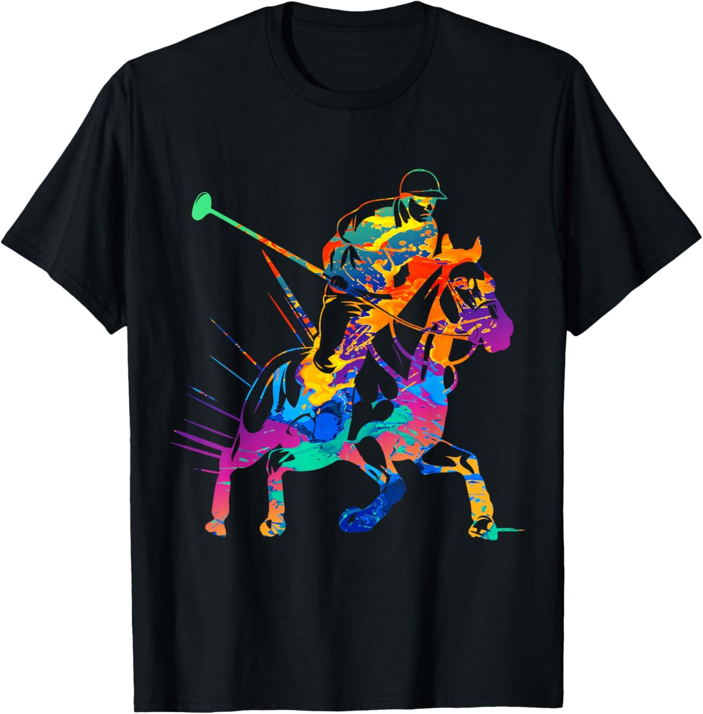 Polo Player Horse Sport Ride Riding Equestrian Sport Fan T-Shirt - T-Shirt | Black